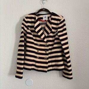 CAbi Women's Size 4 Blue/Cream Stripe Nautical Cruise Blazer Jacket